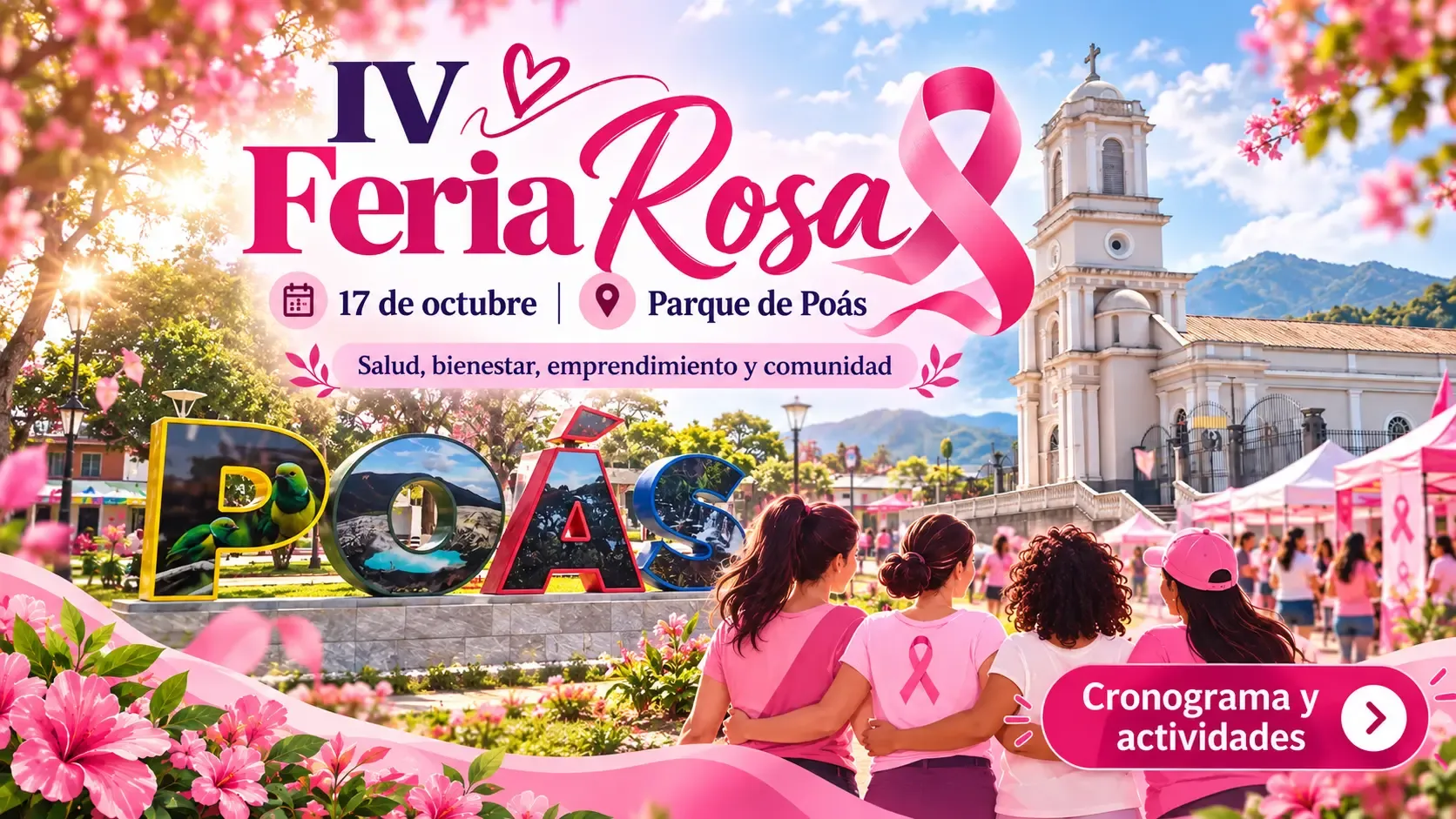 IV Feria Rosa 2026 en Poás: actividades, salud gratuita y cronograma del 17 de octubre